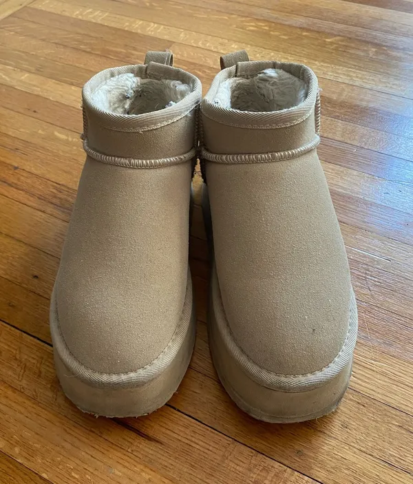 Platform Mini Boots Tan Size 6 - Image 4