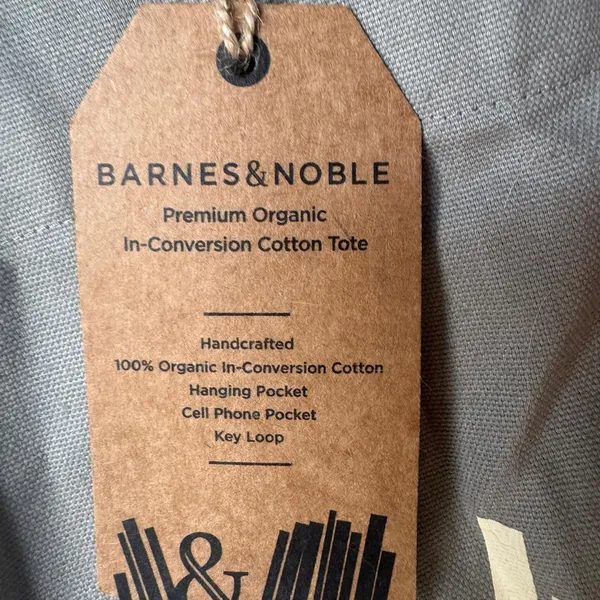 Source Unknown Barnes & Noble Organic Cotton Tote Bag NWT Book Tote Re-Use Fair Trade Gray - Image 6