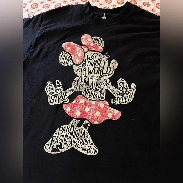Disney Parks Minnie Mouse Black Print T Shirt Size Medium / Large - Image 2