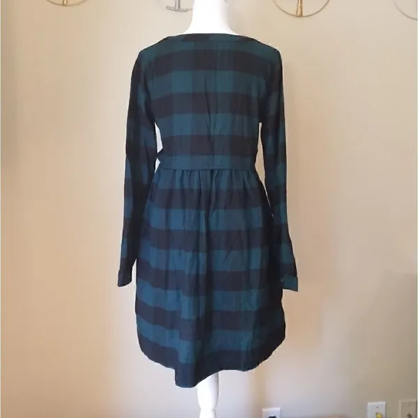 True Craft Green Black Plaid Button Down Dress XS - Image 3