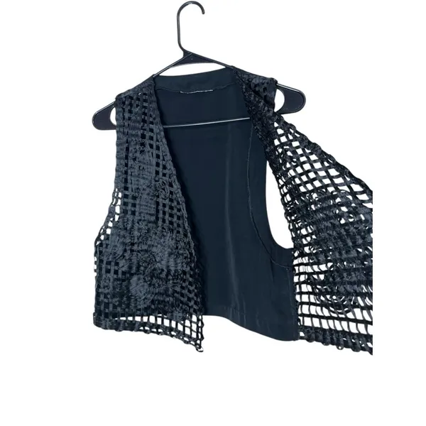 Vintage Black Sheer Open Weave Vest Size Medium‎ - Image 4
