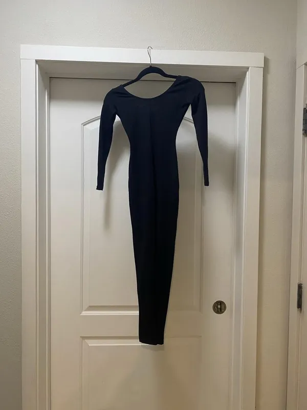 Capezio Jumpsuit Womens Large Black Footless Long Sleeve Dance Unitard Stretch - Image 5