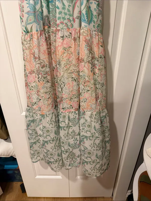 House of Harlow‎ 1960 Pastel Floral Tiered Maxi Dress - Mint & Blush - Image 8