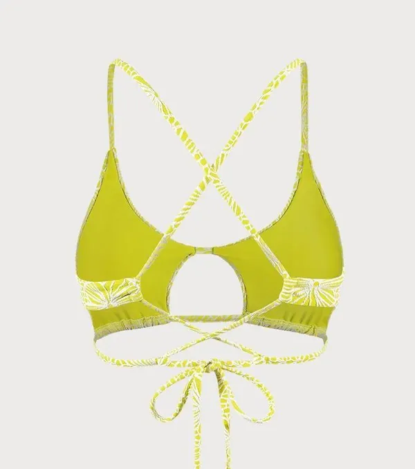 Berlook Light Green Floral Jacquard Cut Out Bikini Top ONLY 11 - Image 7