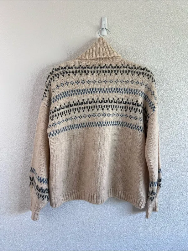 Madewell Women's Somervell Fair Isle Turtleneck Sweater Chunky‎ Knit Cropped - Image 4