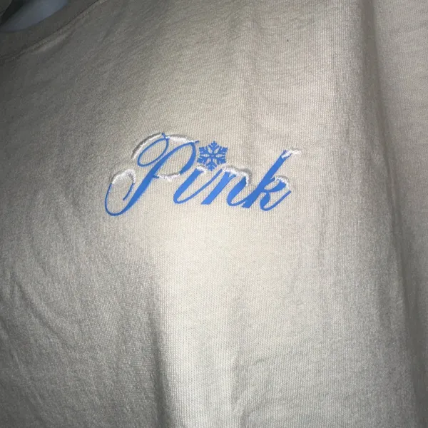 Victoria’s Secret PINK “So Chilly” Beige Logo Tee NWT - Image 4