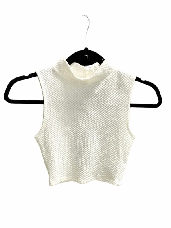 H&M White Textured Sleeveless Crop Top Sz XS NWOT - Image 2