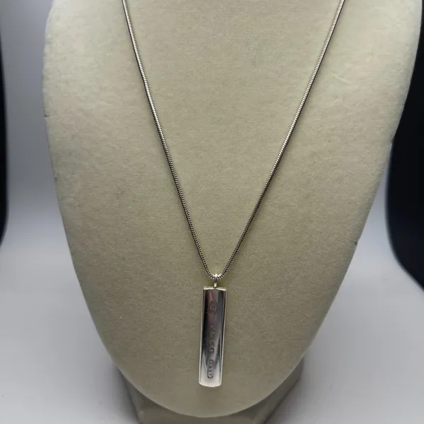Tiffany & Co. 1837 Bar Pendant Necklace in 925 Sterling Silver - 18" - Preowned - Image 2
