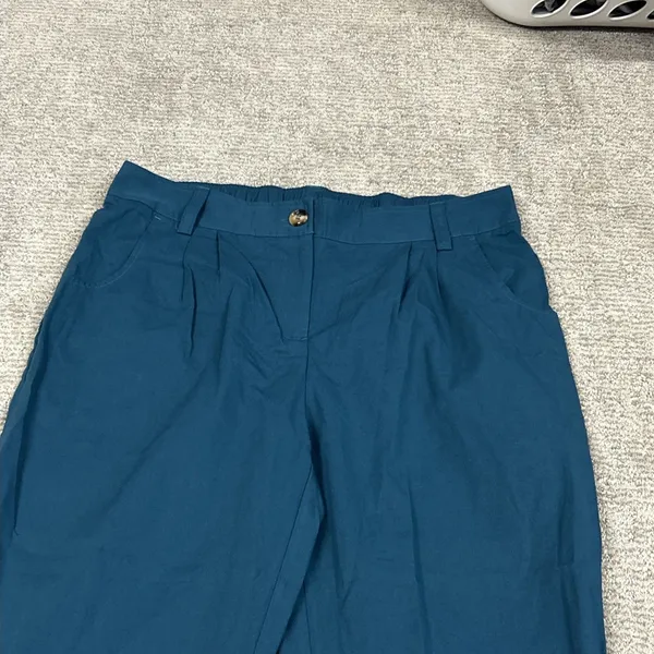 Halara Pants Womens XL Turquoise Blue Cotton Pockets Elastic Waist Joggers New - Image 2