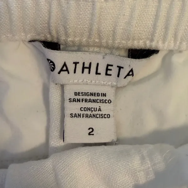 Athleta Retreat‎ Linen White Jogger Pants Elastic Drawstring Pockets Size 2 - Image 5