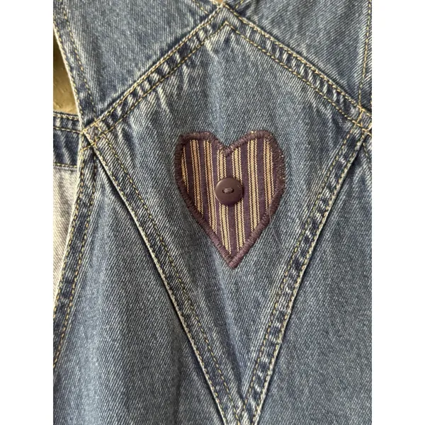 Haiks Country Patch Work Denim Overalls Blue Size Women I think Medium VTG READ - Image 12