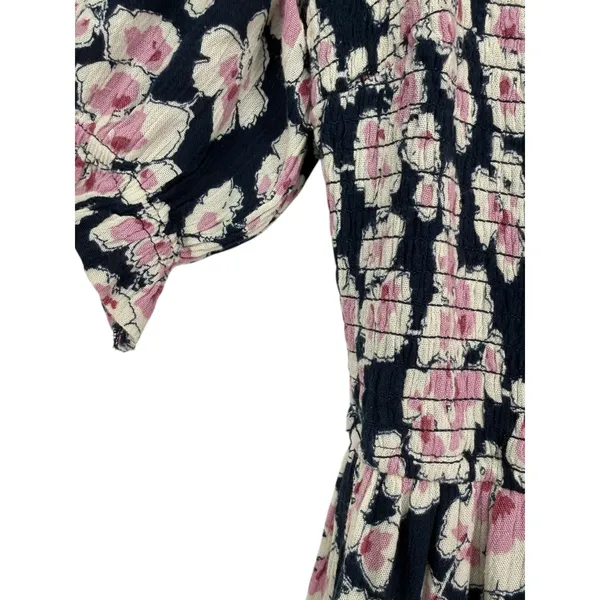 Abercrombie & Fitch Womens Floral Smocked Puff Sleeve Tiered Midi Dress Sz Small - Image 9