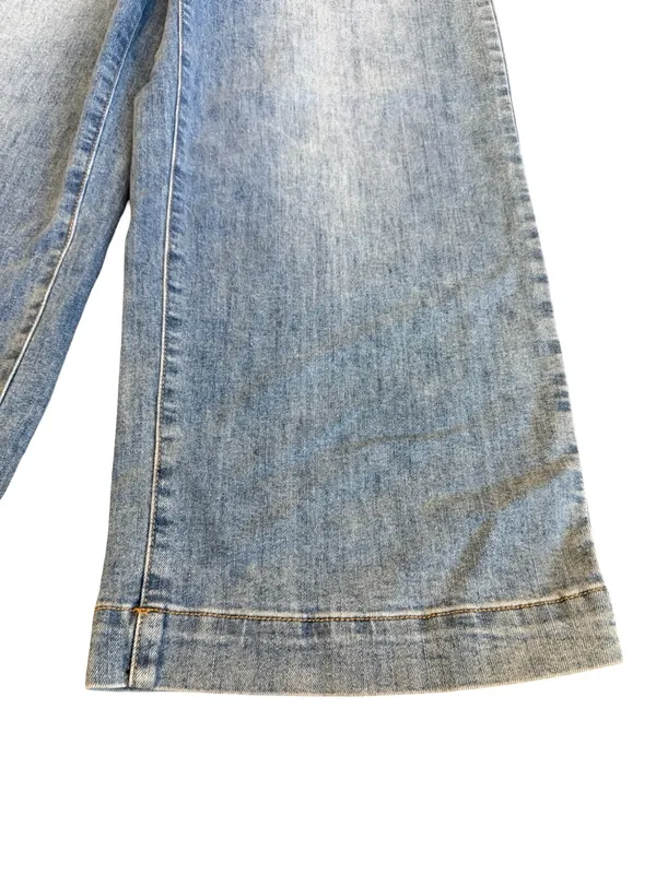 Tribal Jeans Audrey Light Wash Wide Leg Cropped Jeans Button Size 8 Women's NWT - Image 7