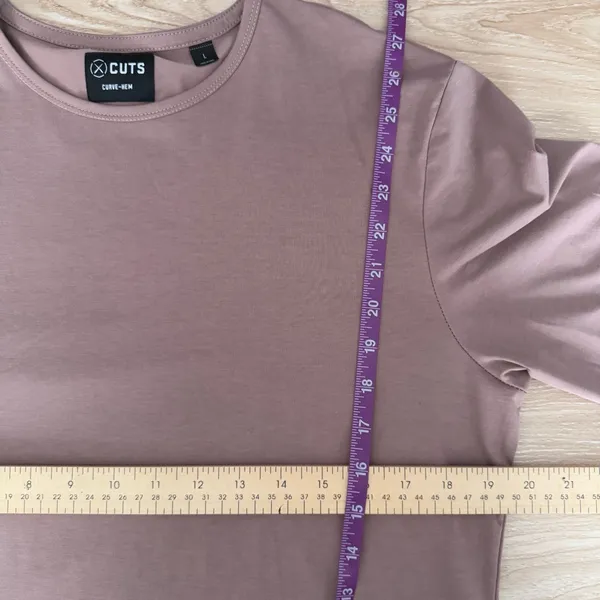 Cuts Men’s Large AO Long Sleeve Curve Hem‎ Tee Mauve Pink Workout Active - Image 7