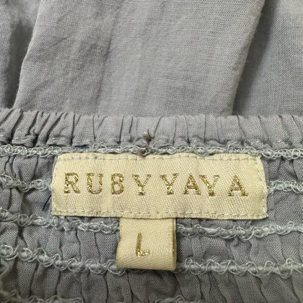 Bohemian Embroidered Peasant Blouse Gray Size L - Image 4