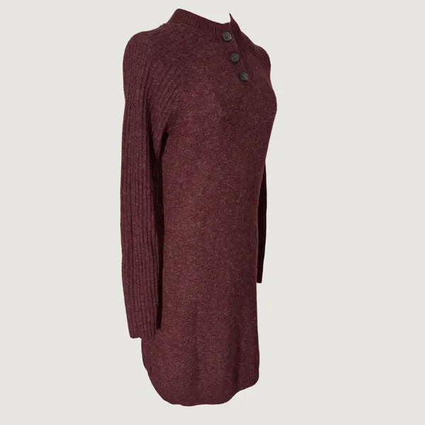 3275 | Y2K Abercrombie & Fitch Henley Sweater Dress Burgundy Women S - Image 6