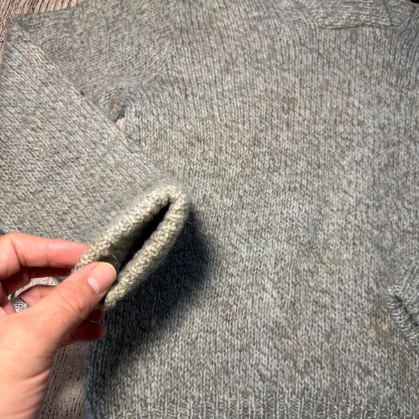 Vtg 70s LL Bean Pullover Wool Heavy‎ Cowl Neck Sweater USA Made Womens L Oatmeal - Image 2