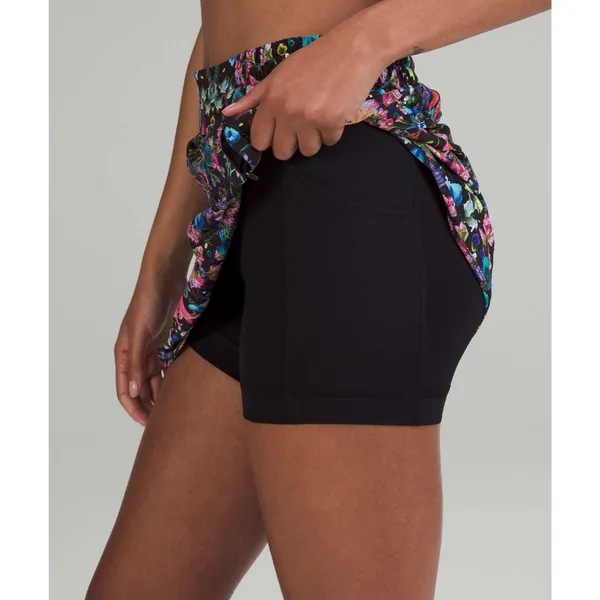 Lululemon Athletica Hotty Hot High Rise Skirt Skort Black Flowerscope Floral 4 - Image 4
