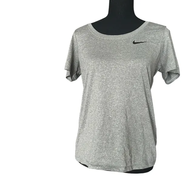 Casual Comfy Stretch Nike Women's Classic Dri-fit Gray Short Sleeve Gym T-Shirt - Image 6