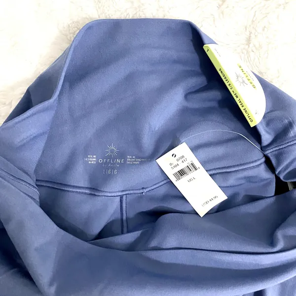 Aerie Offline Blue Crossover Real Me High Rise Athletic 7/8 Leggings L - Image 4