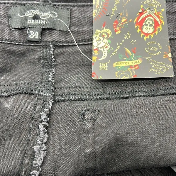 Ed Hardy faded black slim flare tiger jeans size 34 - Image 6