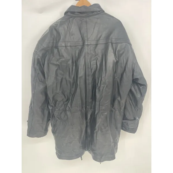 Vintage 90S‎ Black Leather Fields Coat Mens XL toggle Closure, Leather Jacket - Image 11