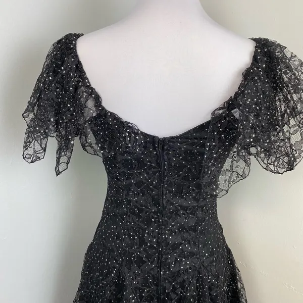 Vintage Nuance Black Shimmering Witchy Goth Dress Small - Image 6