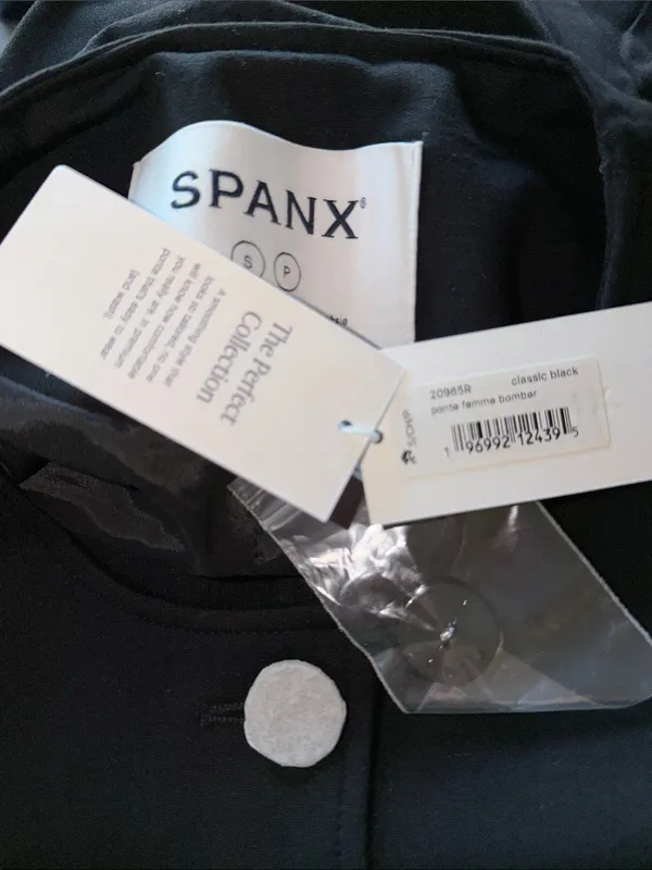 NWT $228 Spanx Women's Ponte Bomber Jacket Long Sleeve Classic Black Small - Image 6