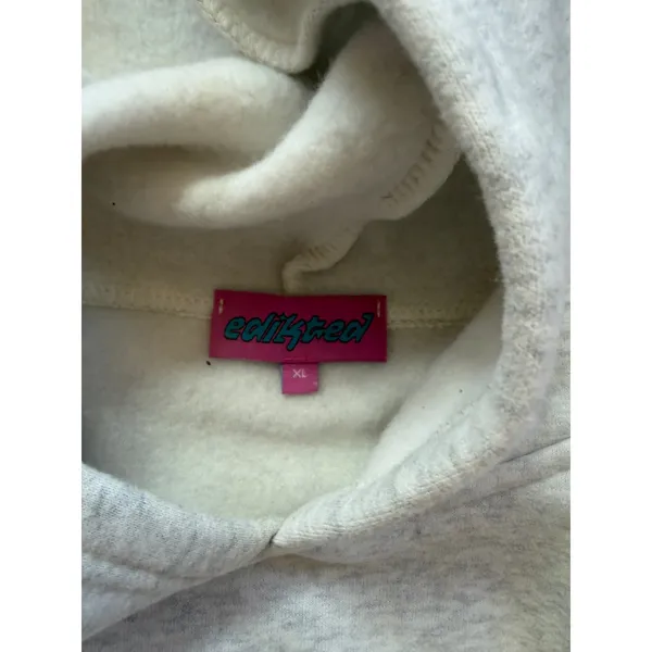 Edikted Gray Heather Pink Bow Puff Print‎ Oversized Hoodie XL Coquette Y2K - Image 5