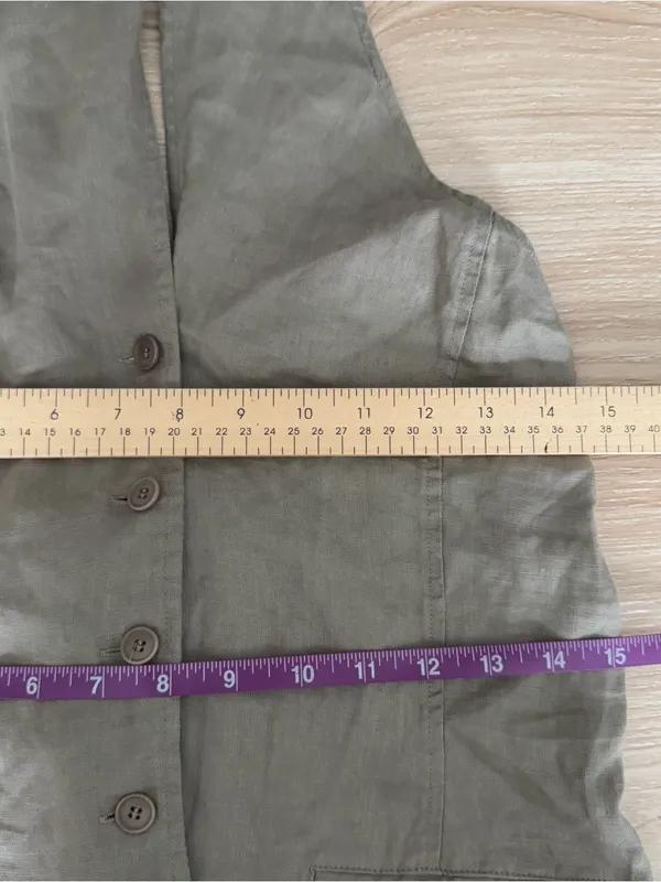 Zara Halter XS NEW Halter Tie Button Up Vest Khaki Office Work Open Back Linen Summer - Image 8