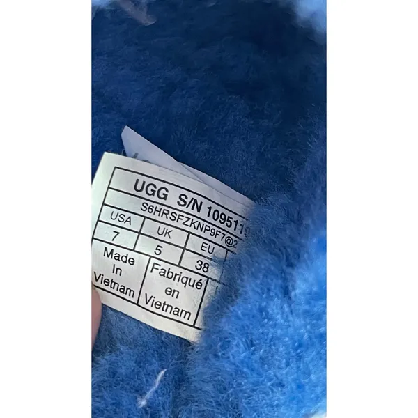 UGG Fluff Yeah Slides Royal Blue Sheepskin Platform Sandals Almost New Womens 7 - Image 7