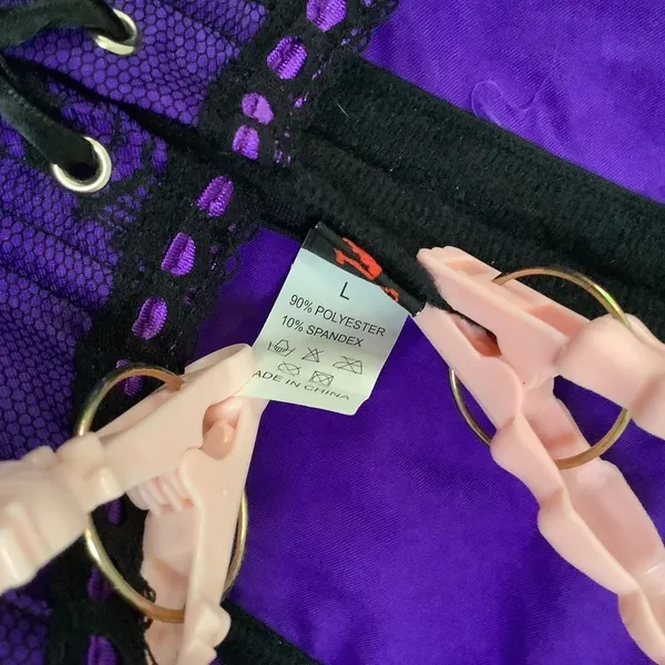 Bonitas Purple Dark‎ Feminine Whimsigoth Lace Gothic Emo Scene Lace Up Corset L - Image 5