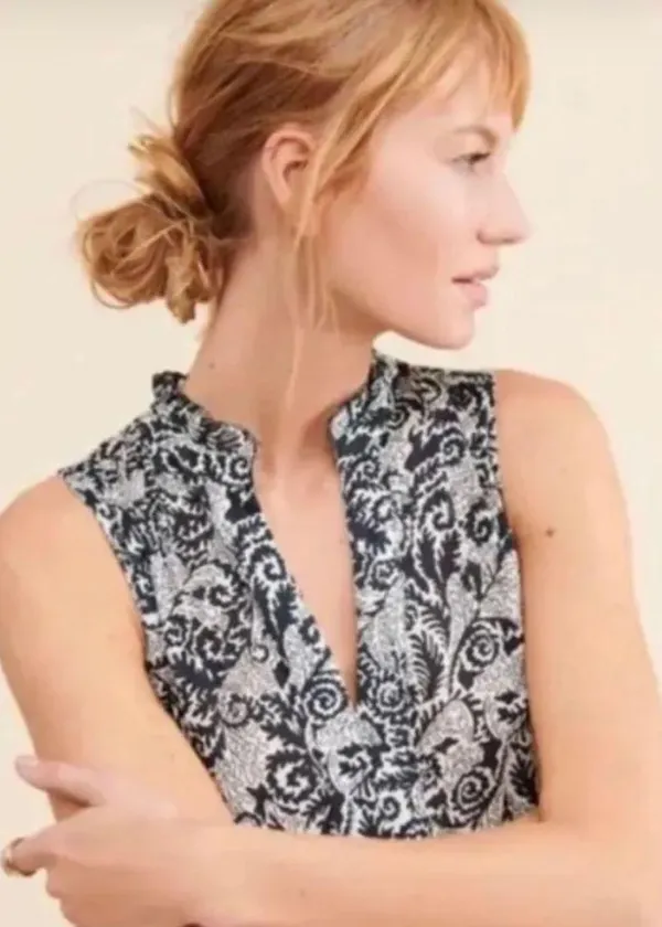 NWT Maeve Marya Tiered Midi Dress in Black Botanical Print - Image 3