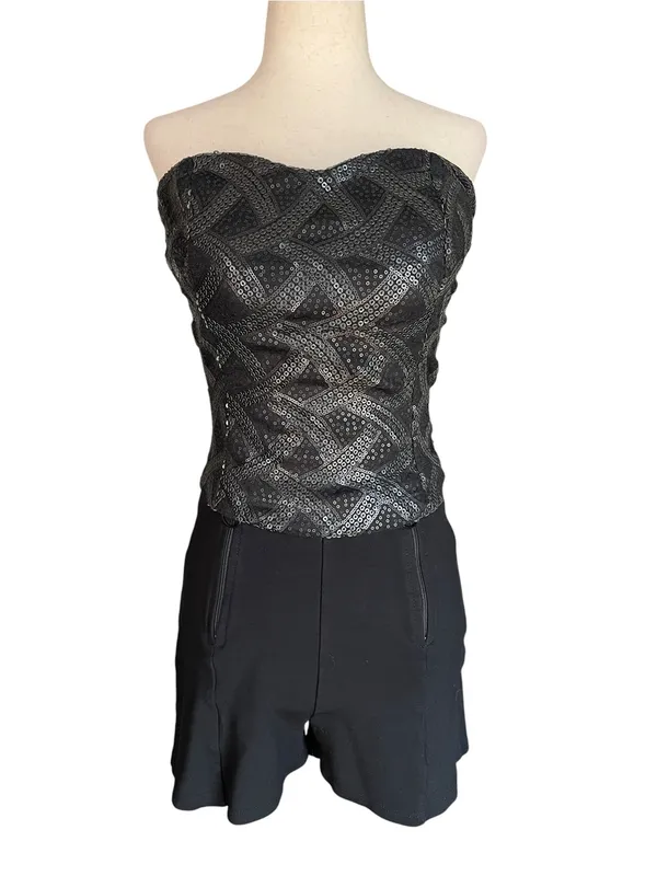 Y2K Body Central black strapless sequin top - Image 6