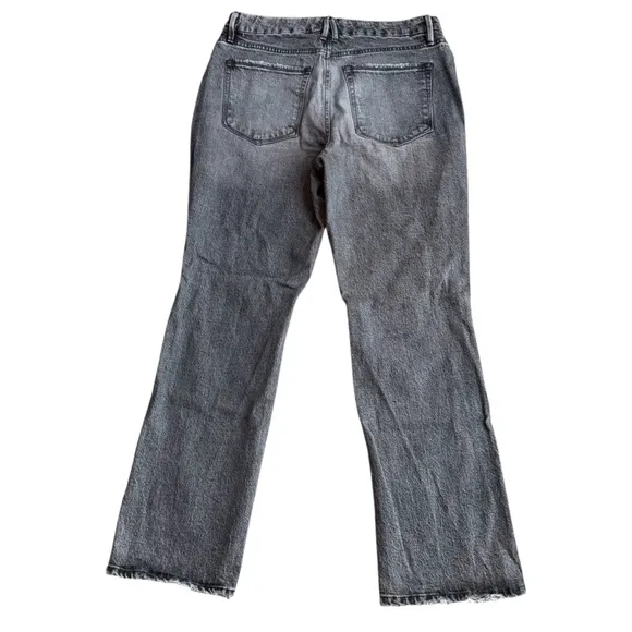 Good American Size 10/30 Curvy Twist Straight Leg Jeans Washed Black‎ Split Hem - Image 7