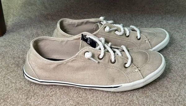 Women’s Sperry No Lace Rope String Sneakers Flats Oatmeal Tan Size 8 - Image 2
