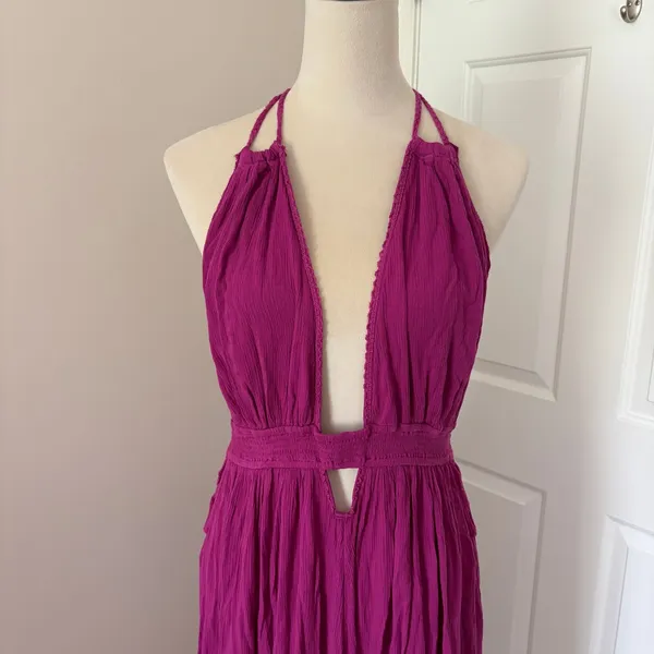 Free People Maxi Dress Look Into The Sun XL Baton Rouge Halter Boho Cutout - Image 5