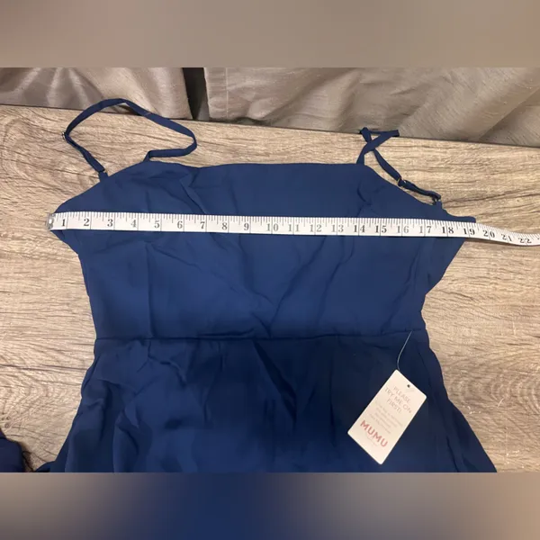 Show Me Your Mumu‎ Lauren Tie Maxi Dress Navy Women's Large NEW $188 - Image 6