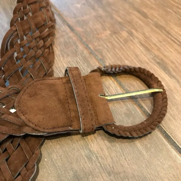 Suede Finish Braided Leather Belt sz 13 - Image 3