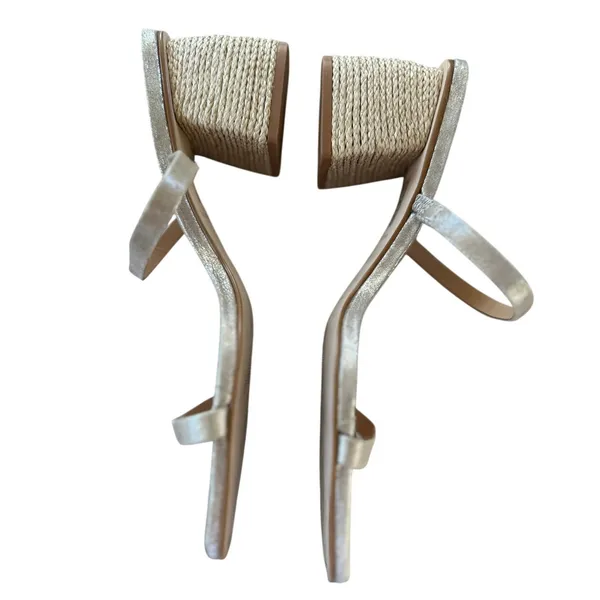 Splendid Aged Metallic Silver Strappy Chunky Rope Heel Sandals - Image 6