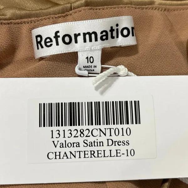 NEW Reformation Valora Gold Silk Satin Halter Tie Midi Maxi Cami Slip Dress 10 - Image 6