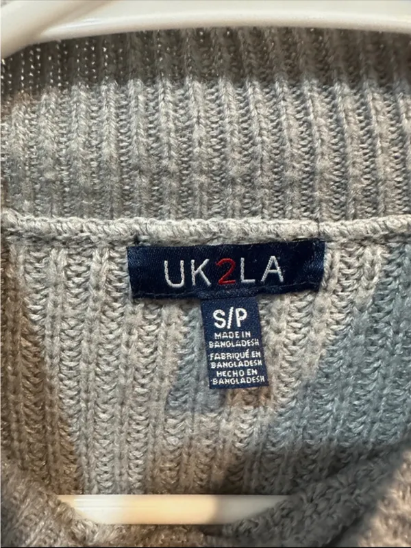UK2LA Grey Ribbed Mock Neck Knit Sweater - Image 2