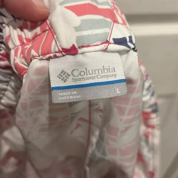 Columbia PFG Womens Large‎ Sandy River Fishing Shorts Tropical Floral Pink White - Image 7