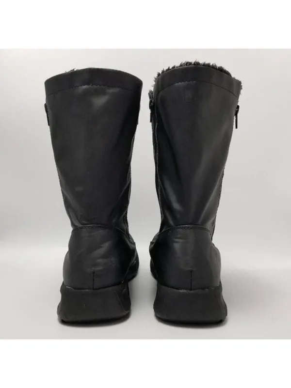 Angel Steps Womens Double Zip Boots Black Round Toe Side Faux Fur Lined Size 10M - Image 6