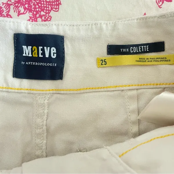 Anthropologie Maeve Colette Wide Leg Cropped Patch Pocket Linen Pants in Size 25 - Image 6