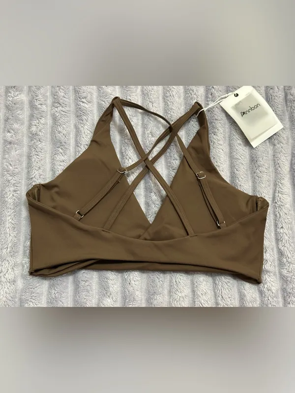 Annbon Brown Crisscross Wrap Bikini Top — Size M — NWT - Image 5
