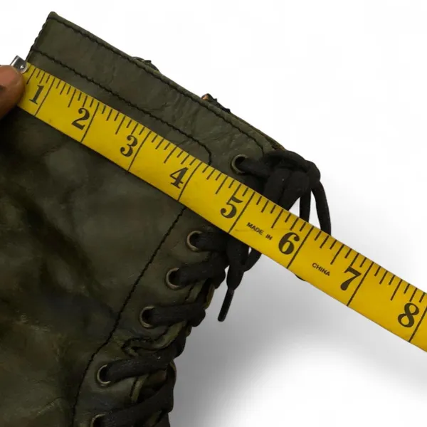 Goth Military Biker Grunge Steampunk Steve Madden Troopa Combat genuine leather lace up boots Ankle Booties Dark Green #Whimsygoth #Streetwear #Punk #Alternative #Rock #Whimsigoth - Image 6