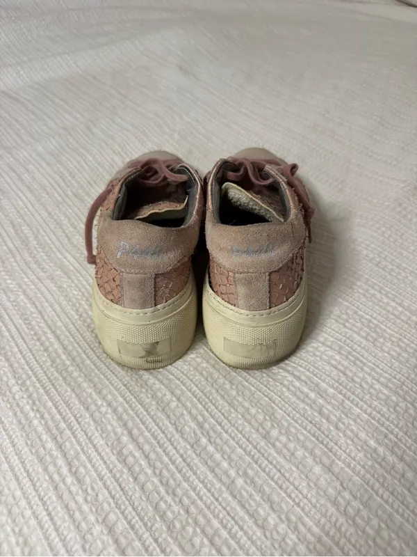 P448 Pink Taupe Platform Sneakers with Textured Side Panels - Image 3