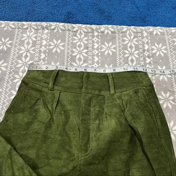 Lovers + Friends Lilith Pants High‎ Waist Faux Suede Green XXS Quiet Luxury Fall - Image 10