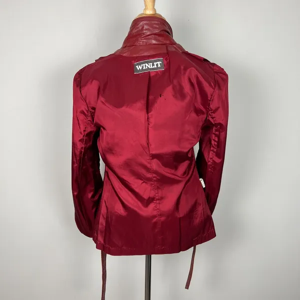 Vintage WINLIT Leather Jacket Womens Small M Red Rust Mod Gogo Hipster 1960s‎ 13 - Image 11